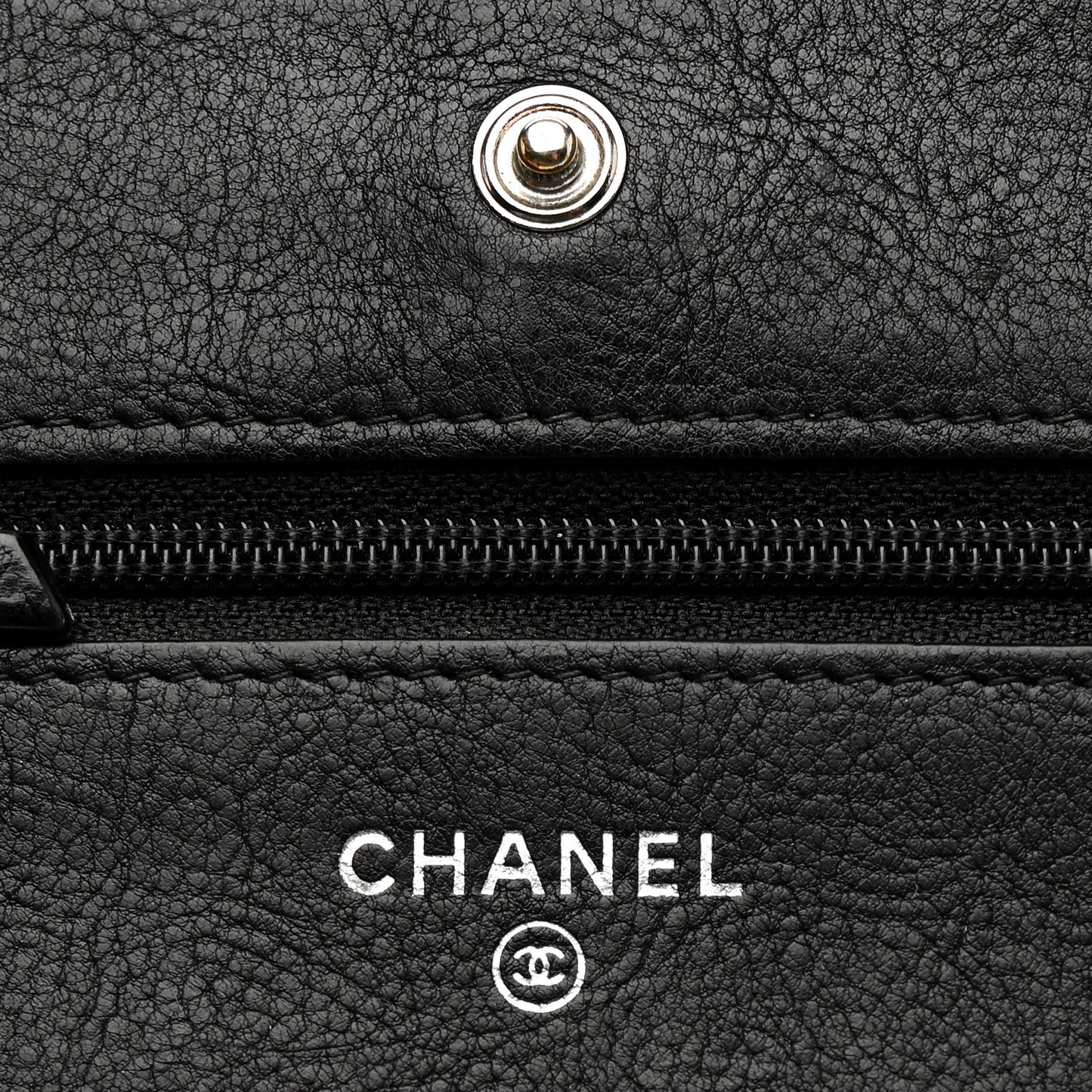 Crumpled Calfskin Quilted Wallet On Chain WOC So Black