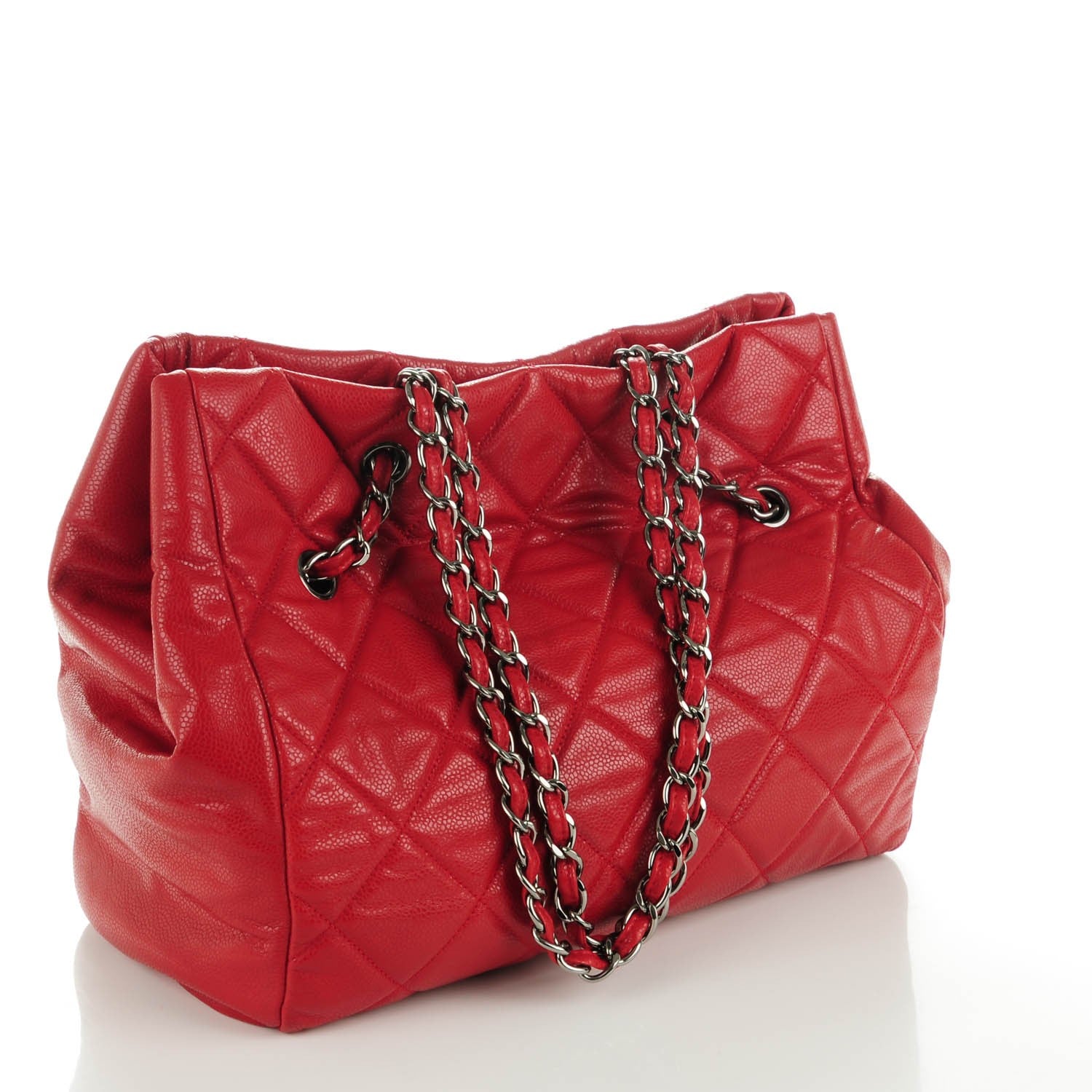 Chanel Caviar Quilted Large Cells Tote Red 3 of 7