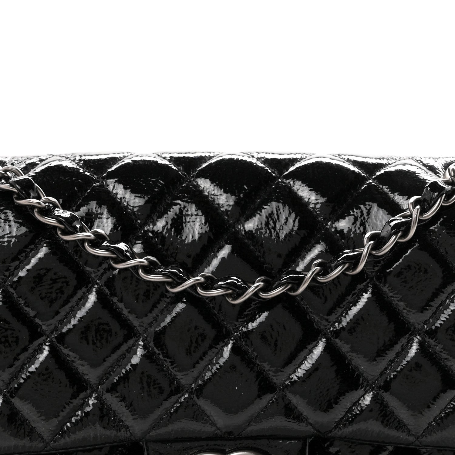 Chanel Crumpled Patent Quilted Medium Double Flap Black 8 of 11