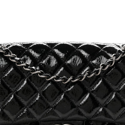 Chanel Crumpled Patent Quilted Medium Double Flap Black 8 of 11