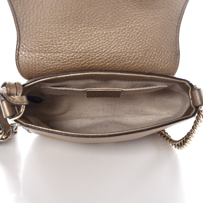 Gucci Metallic Pebbled Calfskin Small Soho Flap Crossbody Golden Beige 5 of 7