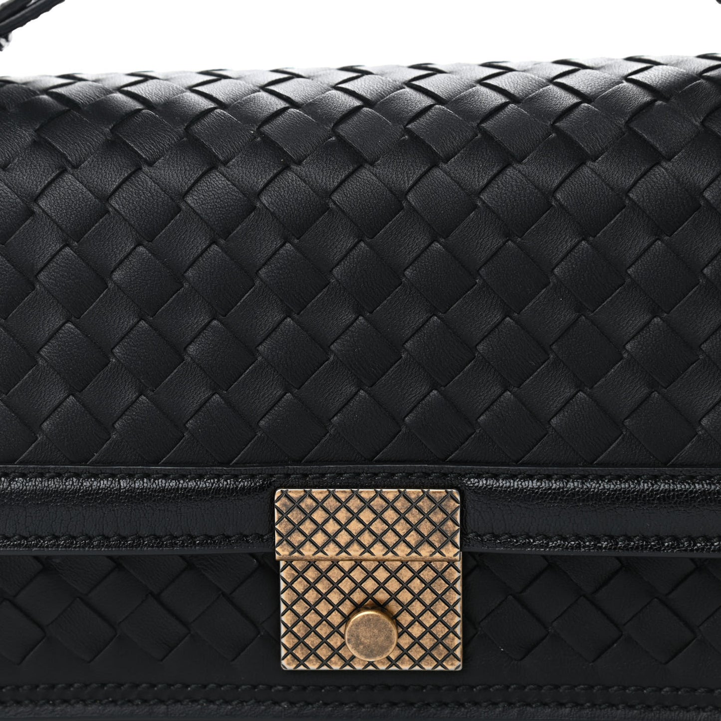 Nappa Intrecciato Top Handle Bag Black