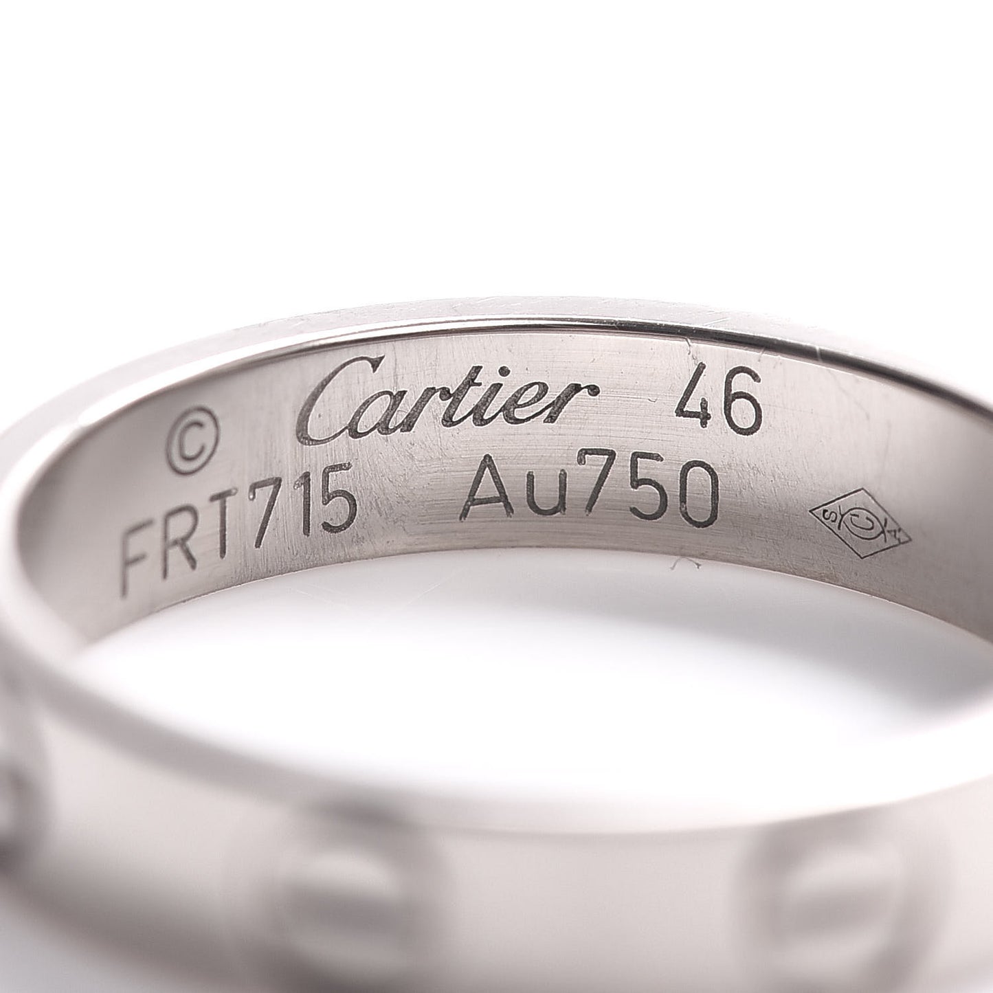 18K White Gold 3.5mm LOVE Wedding Band Ring 46 3.75