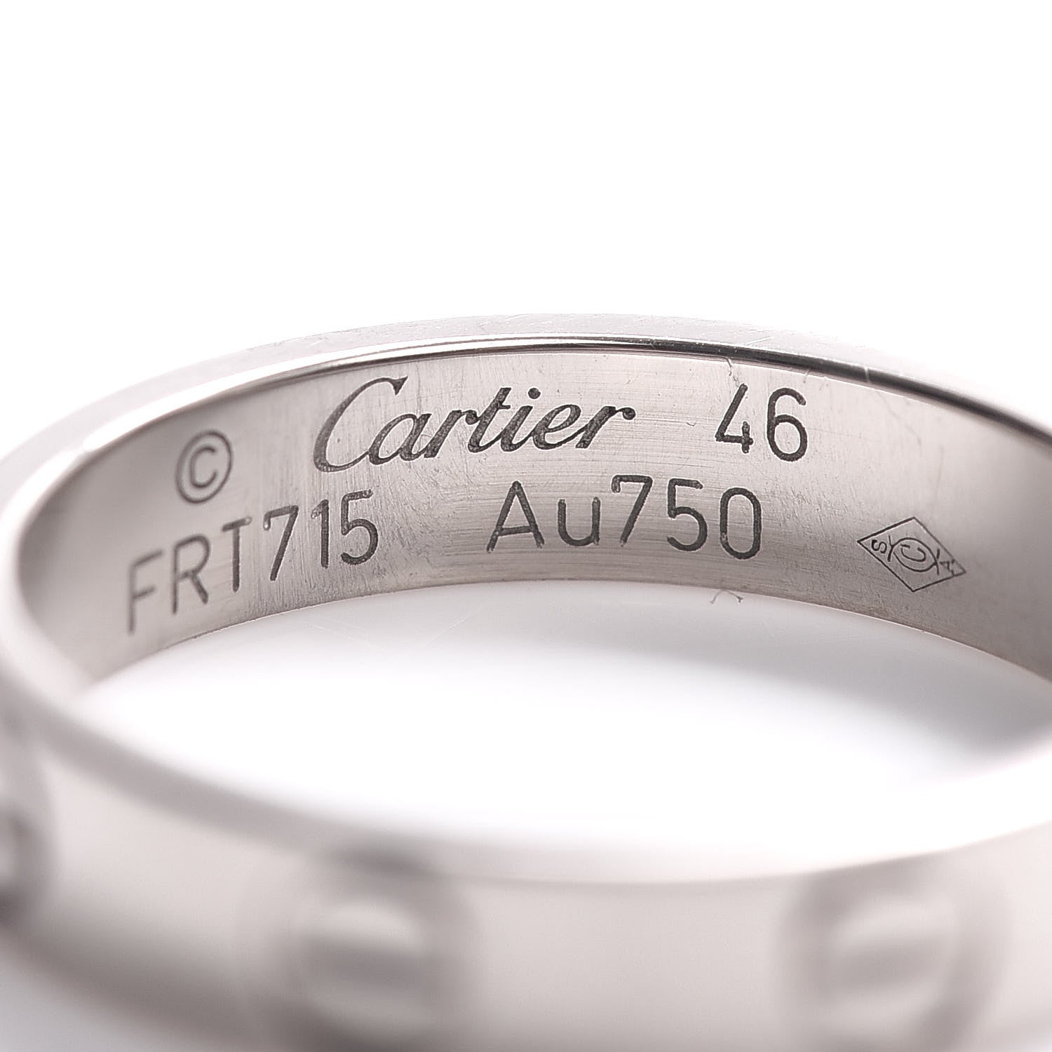 Cartier 18K White Gold 3.5mm LOVE Wedding Band Ring 46 3.75 4 of 5