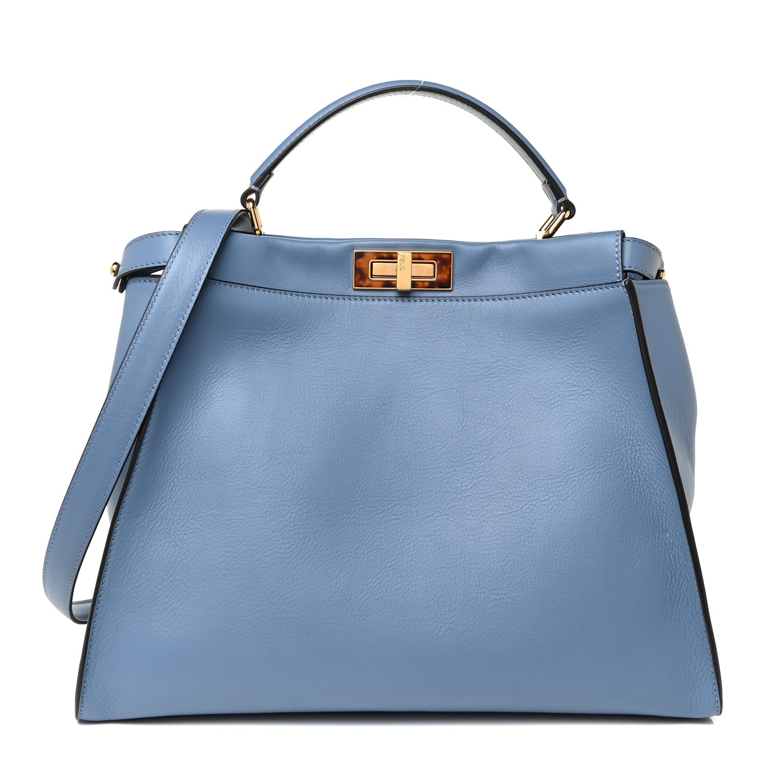 Fendi Vitello Seta Plexiglass Tortoise Large Peekaboo Iconic Satchel Ceruleo 1 of 11