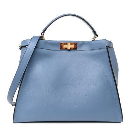 Fendi Vitello Seta Plexiglass Tortoise Large Peekaboo Iconic Satchel Ceruleo 1 of 11