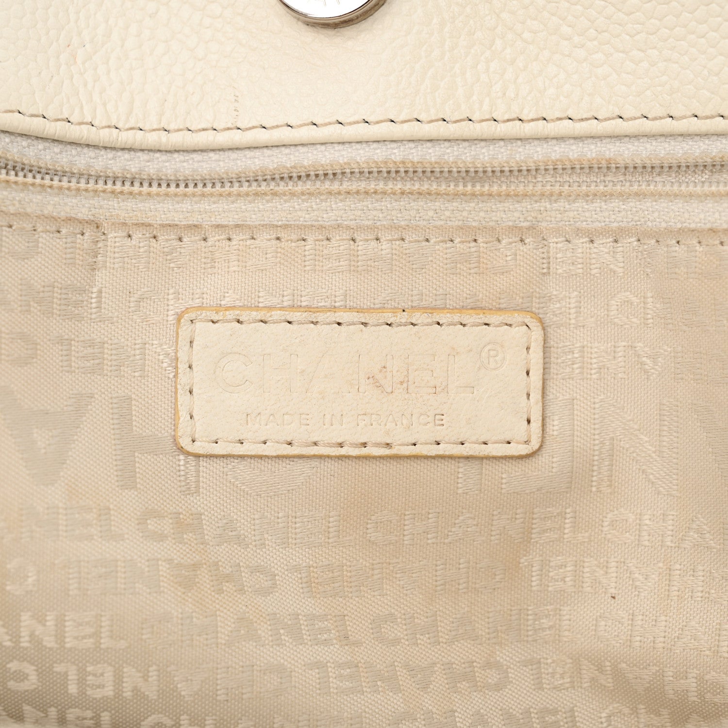 Chanel Caviar Square Stitched Tote White 6 of 13