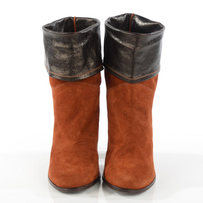 Chanel Suede Foldover CC Boots 38 Brown 2 of 7