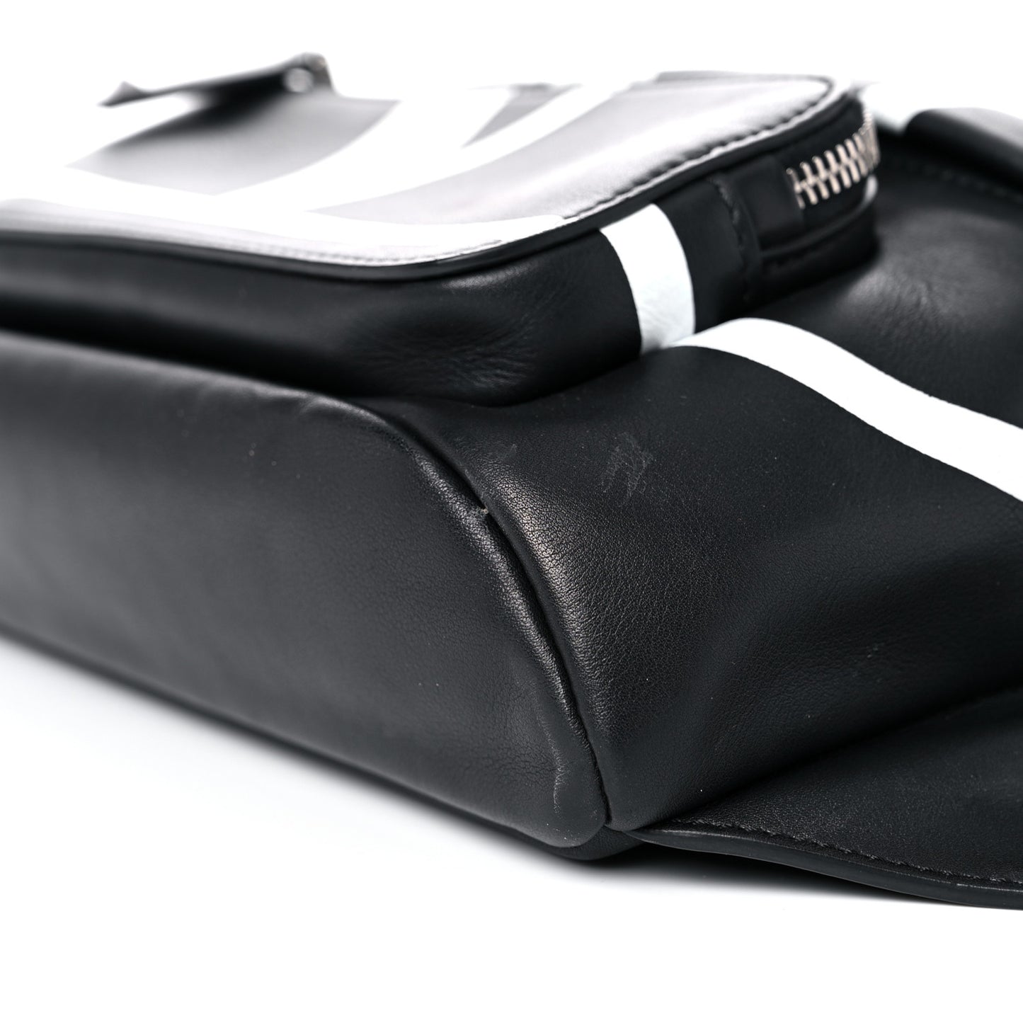 Calfskin Go Logo Belt Bag Black White