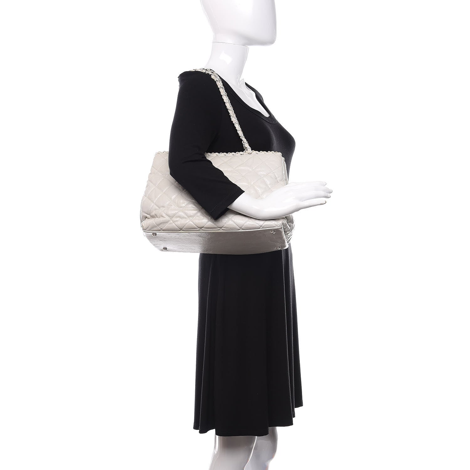 Chanel Glazed Calfskin Quilted Small Chain Me Tote Dark White 2 of 11