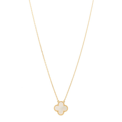 Van Cleef & Arpels 18K Yellow Gold Mother of Pearl Vintage Alhambra Pendant Necklace 2 of 9