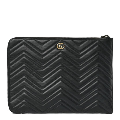 Gucci Calfskin Matelasse GG Marmont Portfolio Clutch Black 1 of 12