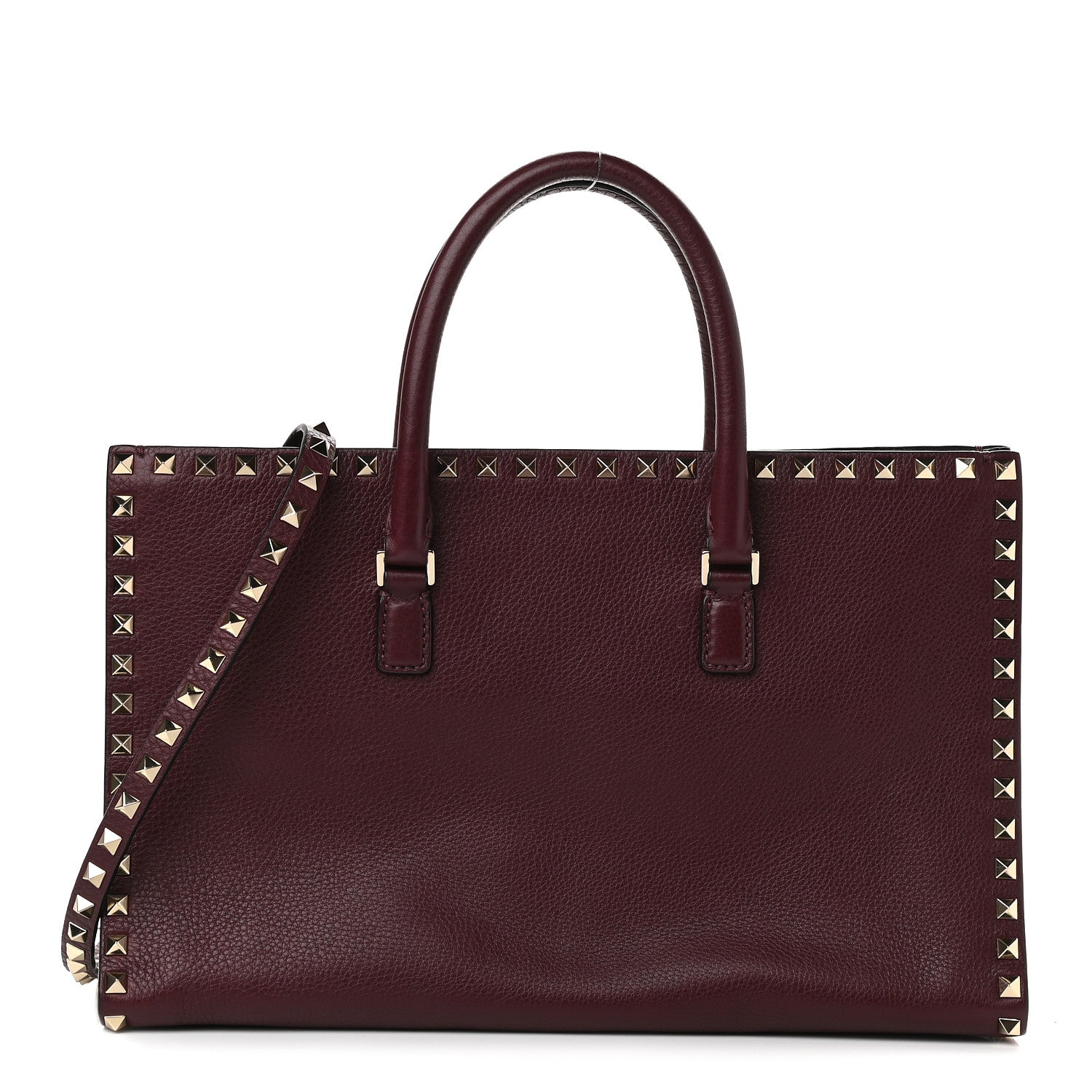 Valentino Garavani Grained Calfskin Medium Rockstud Double Handle Horizontal Tote Rubin 1 of 8