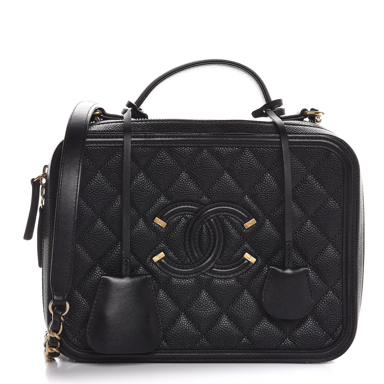 Chanel Caviar Quilted Large CC Filigree Vanity Case Black 1 of 6