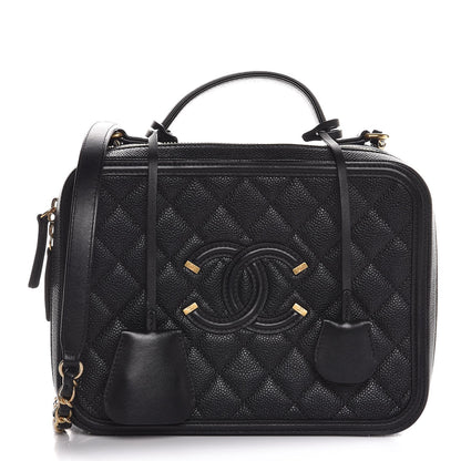 Chanel Caviar Quilted Large CC Filigree Vanity Case Black 1 of 6