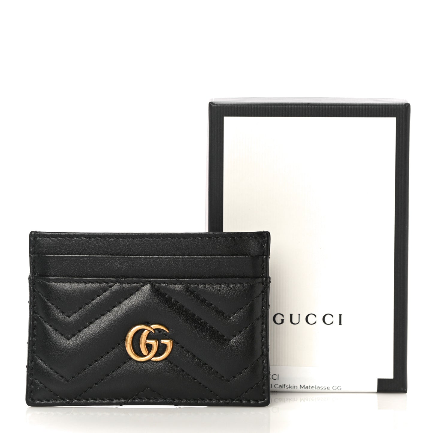 Calfskin Matelasse GG Marmont Card Holder Black