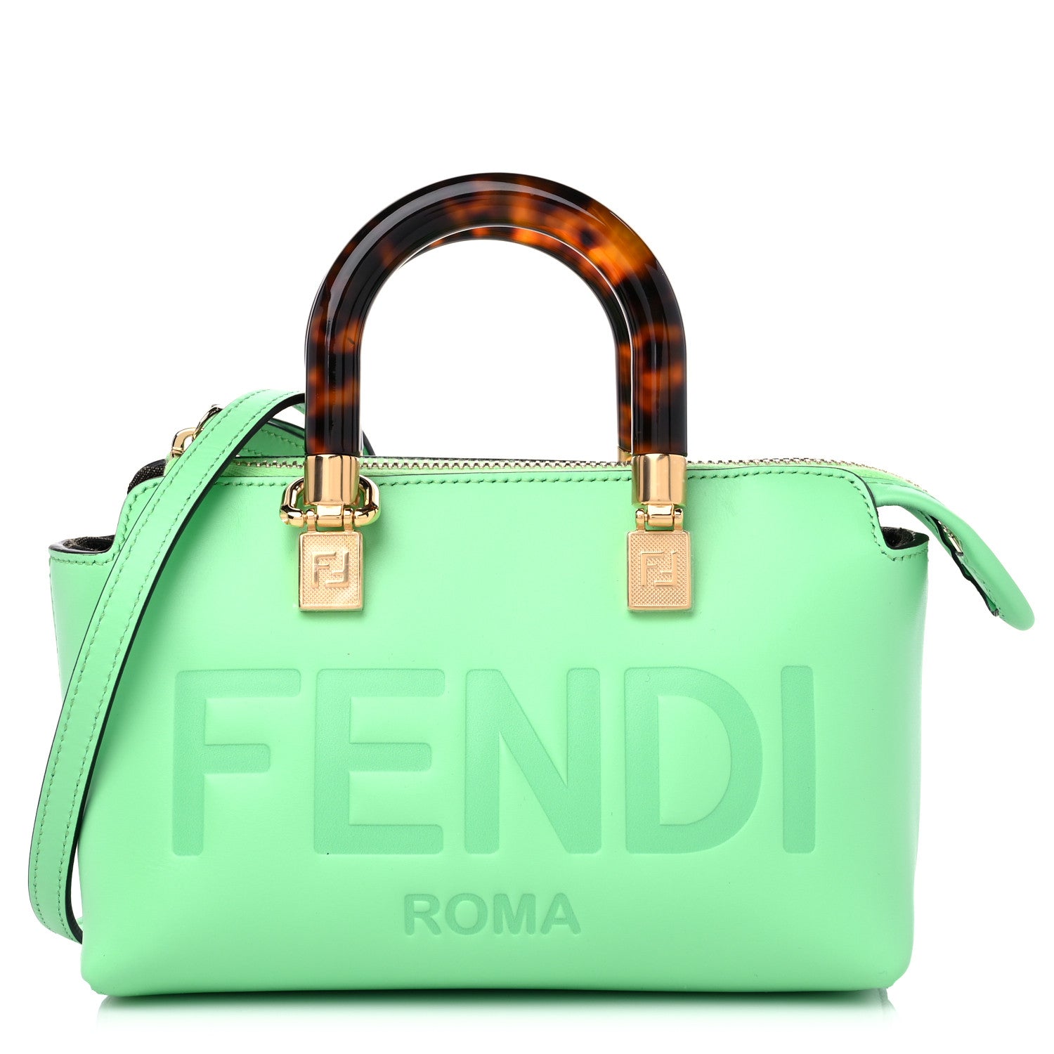 Fendi Vitello King Plexiglass Logo Embossed Mini By The Way Top Handle Boston Bag Edamame 1 of 9