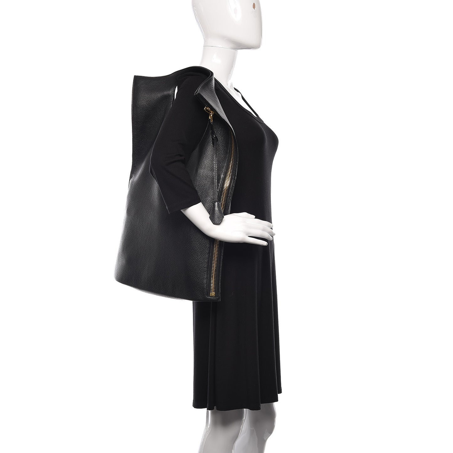 Ramskin Large Alix Padlock Zip Shoulder Bag Black