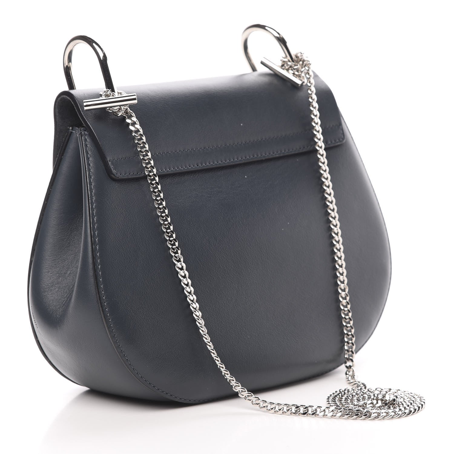 Chloe Suede Smooth Calfskin Drew Shoulder Bag Silver Blue 3 of 16