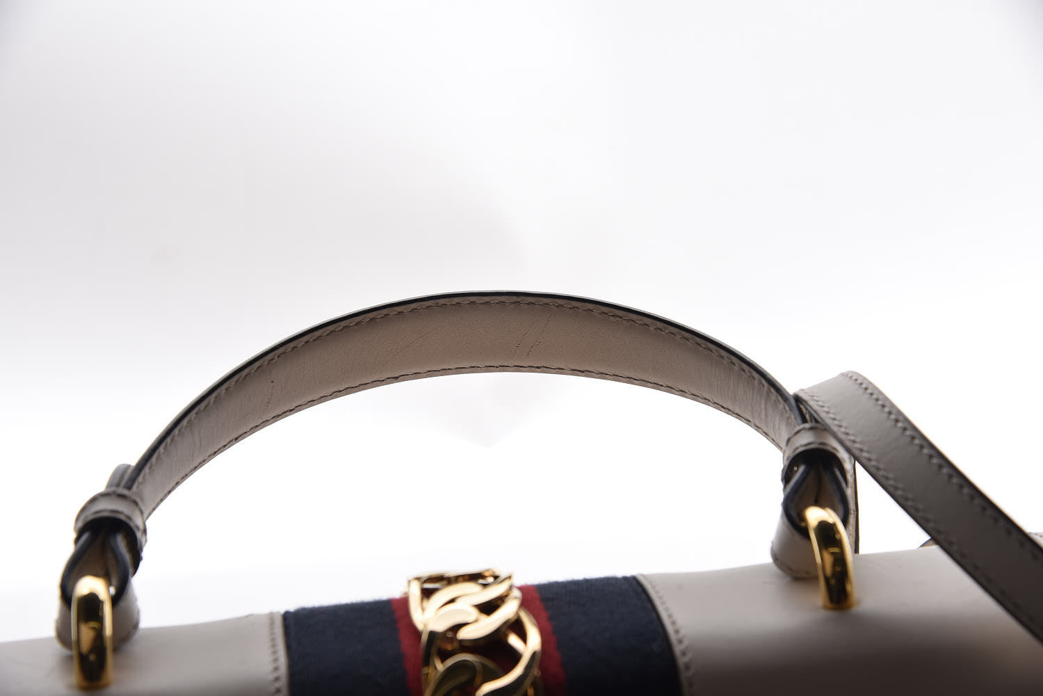 Gucci Calfskin Web Medium Sylvie Top Handle Bag White 14 of 20