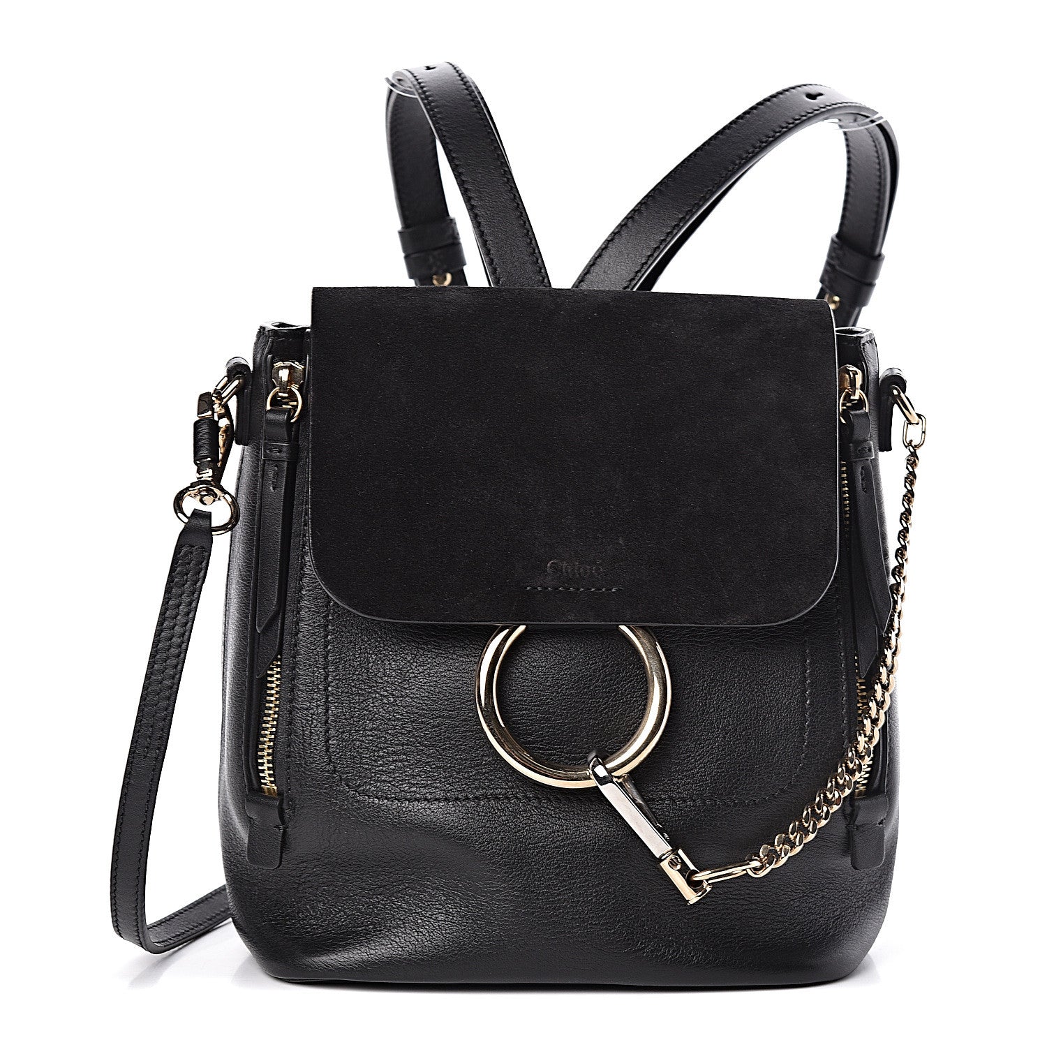 Chloe Suede Calfskin Small Faye Backpack Black 2 of 9