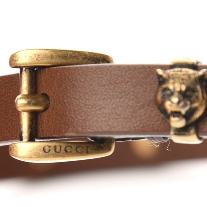 Gucci Calfskin Feline Head Studded Choker Brown 4 of 6