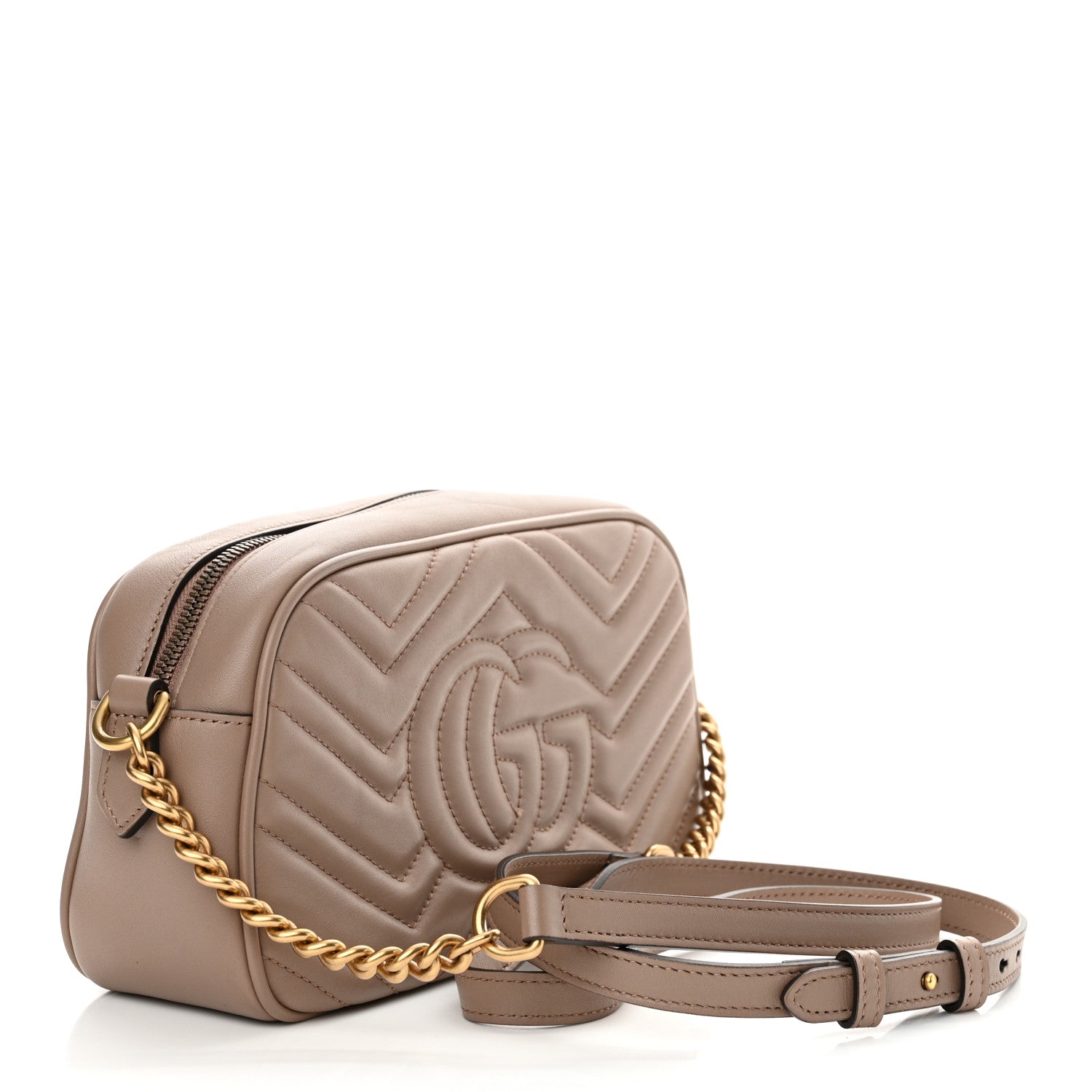 Gucci Calfskin Matelasse Small GG Marmont Chain Shoulder Bag Porcelain Rose 3 of 10