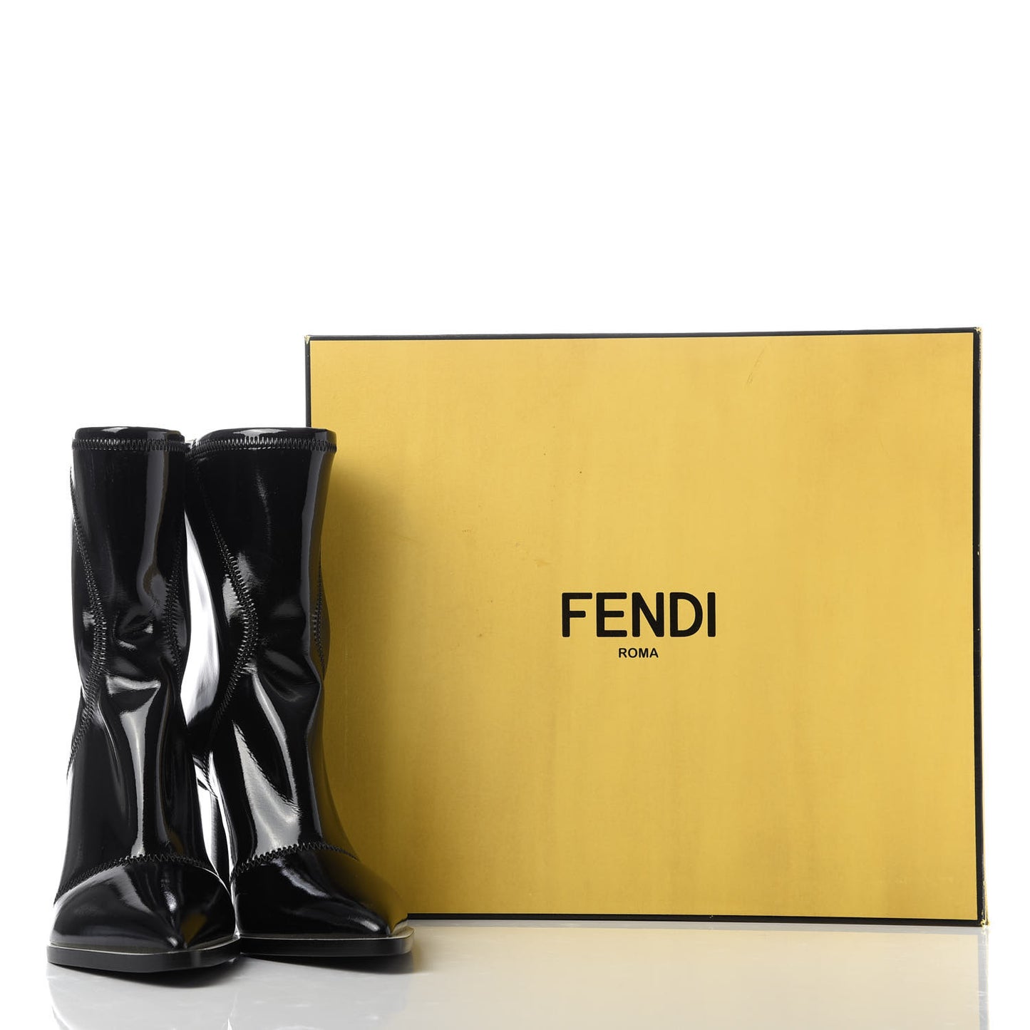 Glossy Neoprene FFrame Ankle Boots 39.5 Black