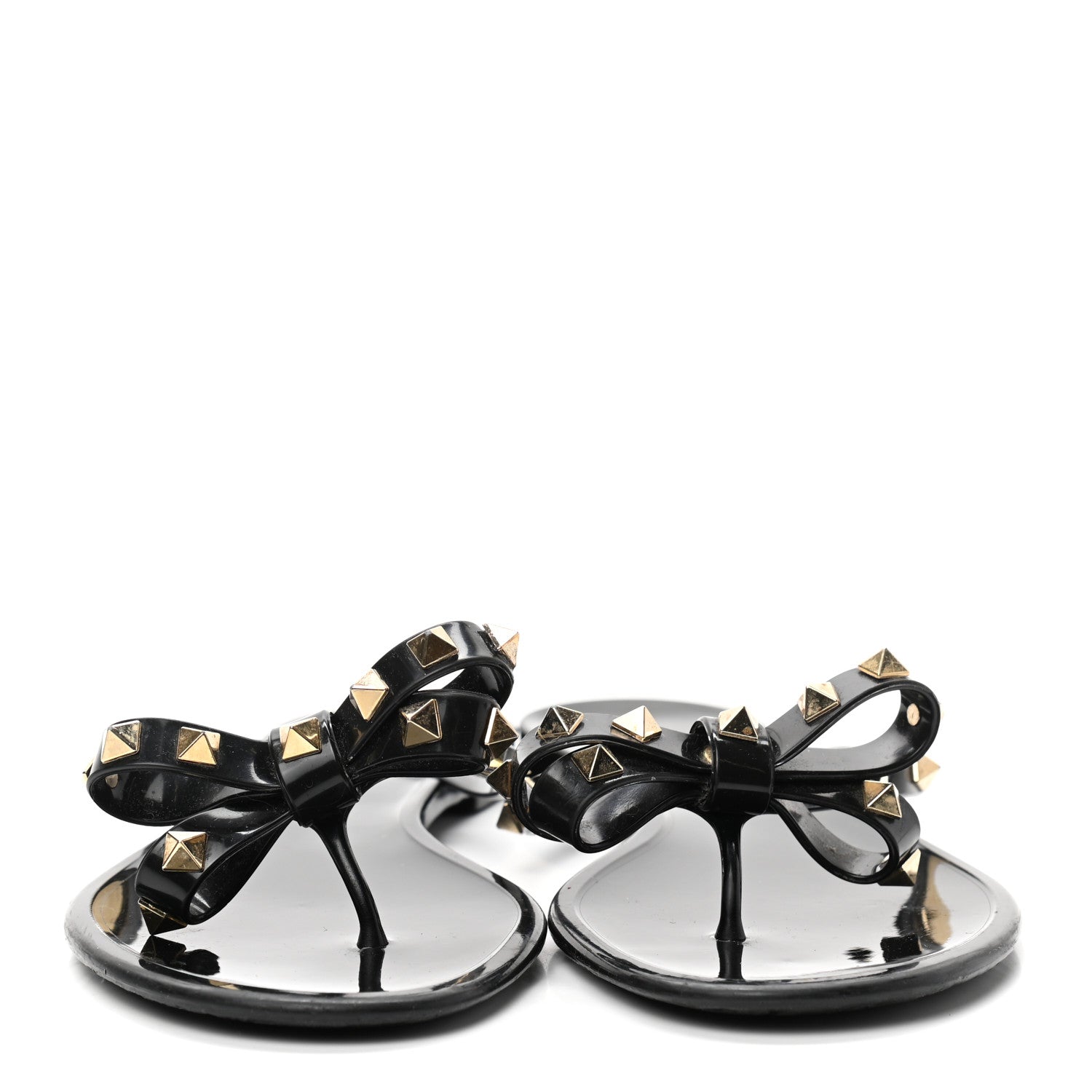 Valentino Garavani PVC Jelly Rockstud Bow Thong Sandals 40 Black 2 of 8