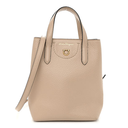 Salvatore Ferragamo Tumbled Calfskin Gancini Mini Bag Beige 1 of 9