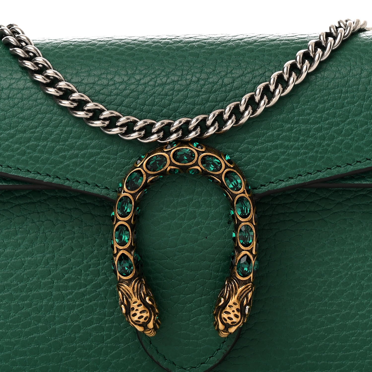 Gucci Dollar Calfskin Crystal Super Mini Dionysus Shoulder Bag Emerald 7 of 9