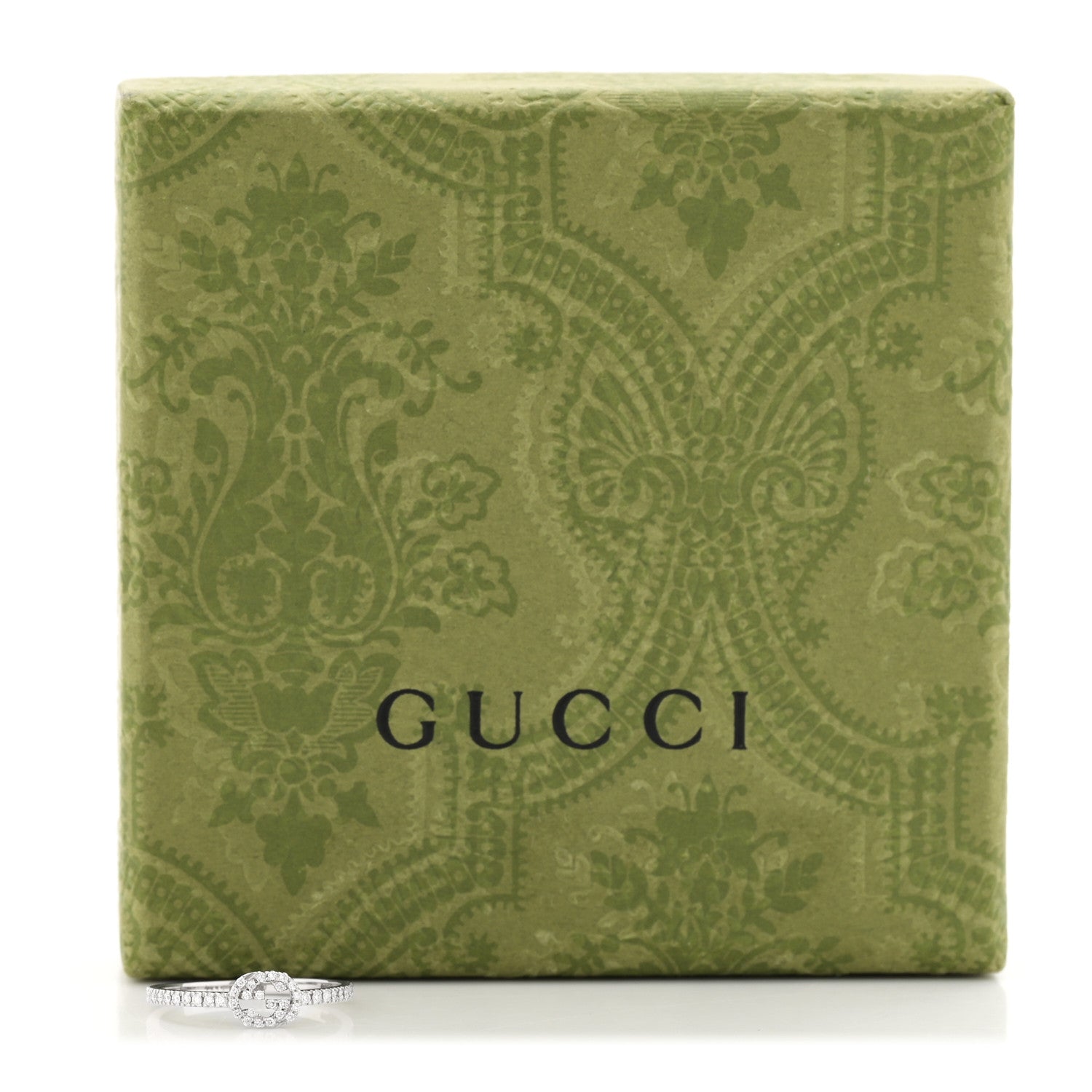 Gucci 18K White Gold Diamond Interlocking G Ring 53 6.25 5 of 5
