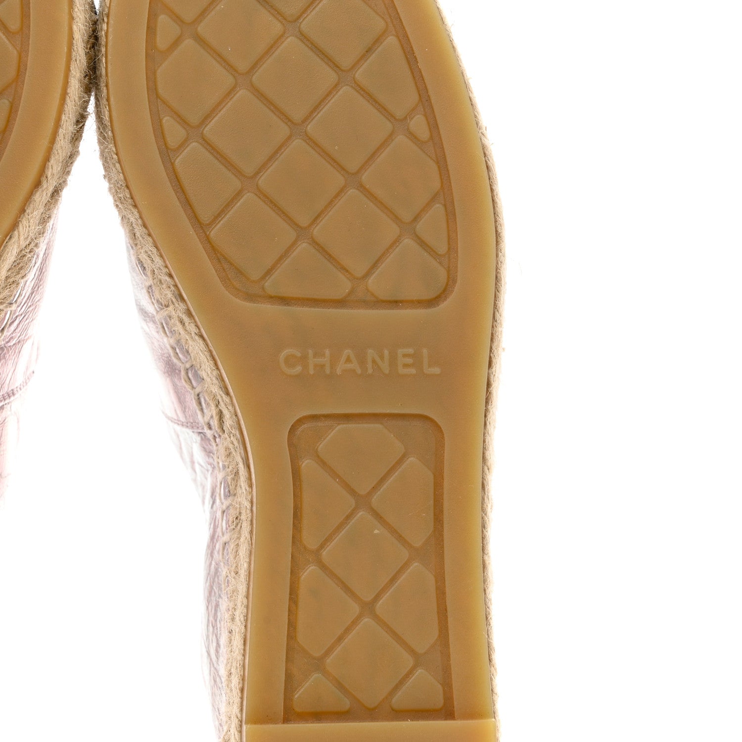 Chanel Laminated Lambskin Grosgrain Embroidered CC Espadrilles 40 Pink Silver Black 6 of 8