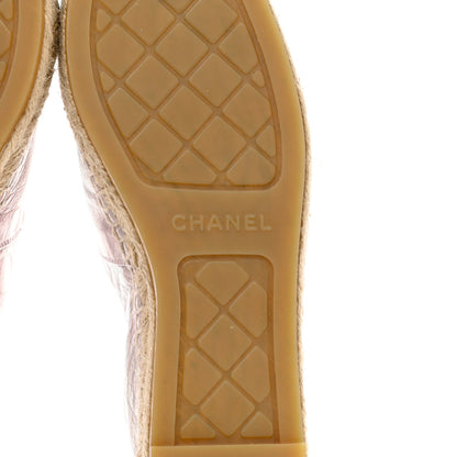 Chanel Laminated Lambskin Grosgrain Embroidered CC Espadrilles 40 Pink Silver Black 6 of 8