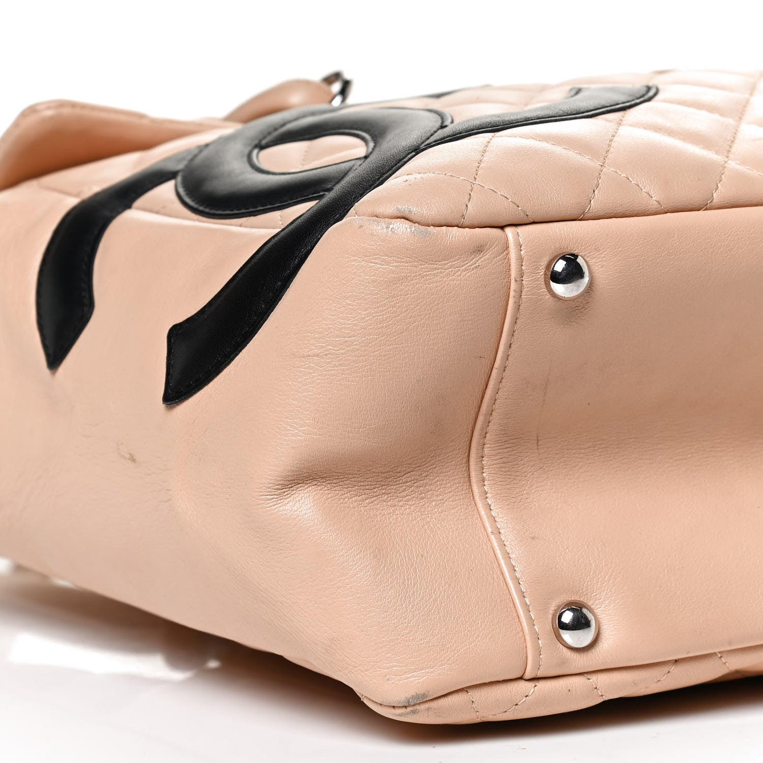 Chanel Calfskin Quilted Large Cambon Flap Beige Black 9 of 11