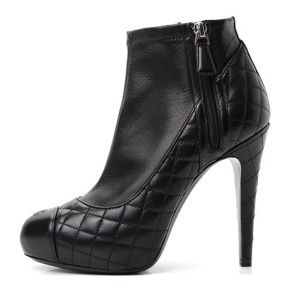 Chanel Lambskin Quilted CC Booties 38 Black 1 of 10