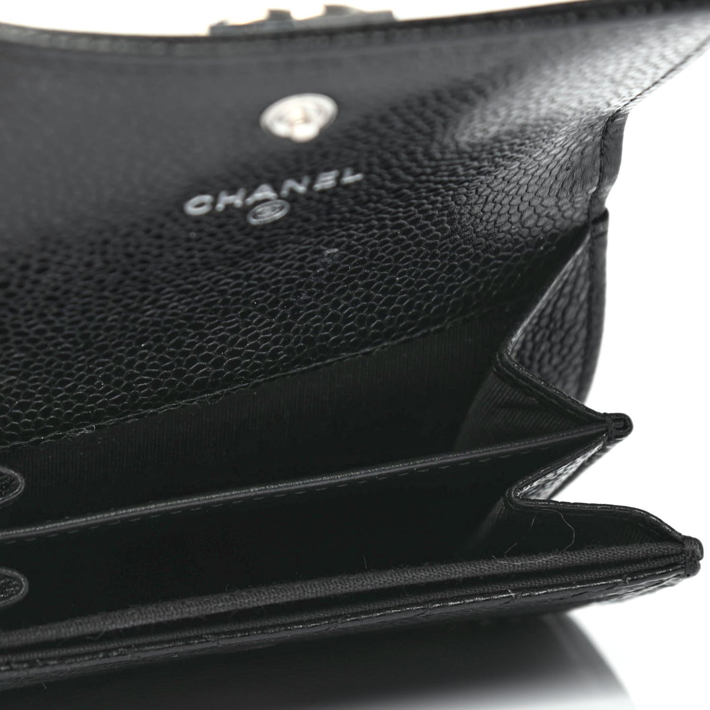 Caviar Chevron Quilted Boy Card Holder Wallet Black