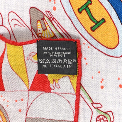 Hermes Cashmere Silk L'Epopee D'Hermes Shawl 140 Gris Chine Rouge Multicolor 4 of 11