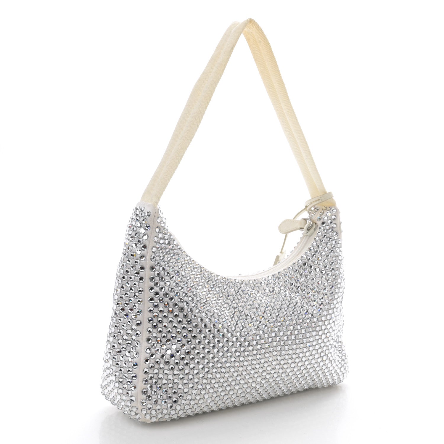 Prada Satin Crystal Mini Re-Edition 2000 Bag White 3 of 12