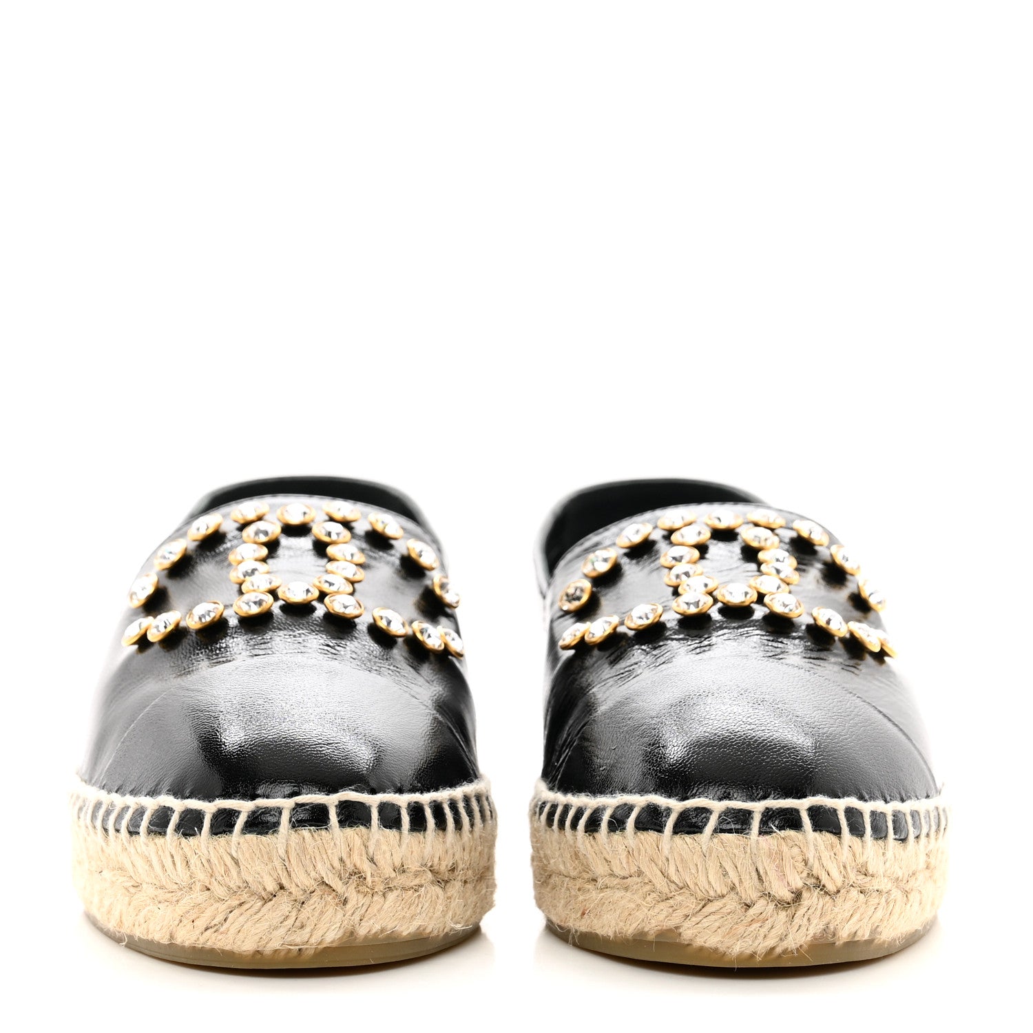 Chanel Patent Calfskin Crystal CC Espadrilles 37 Black 2 of 8