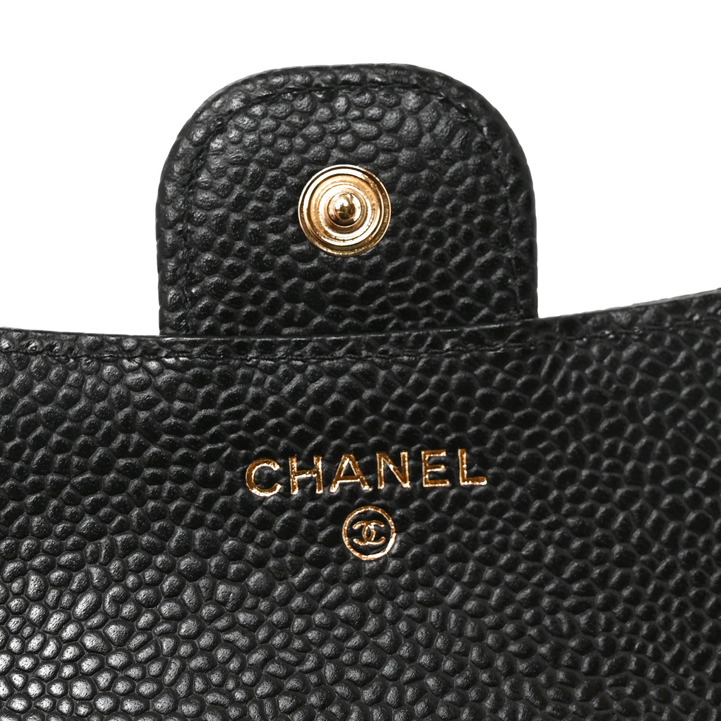 Caviar Quilted Compact Flap Wallet Black