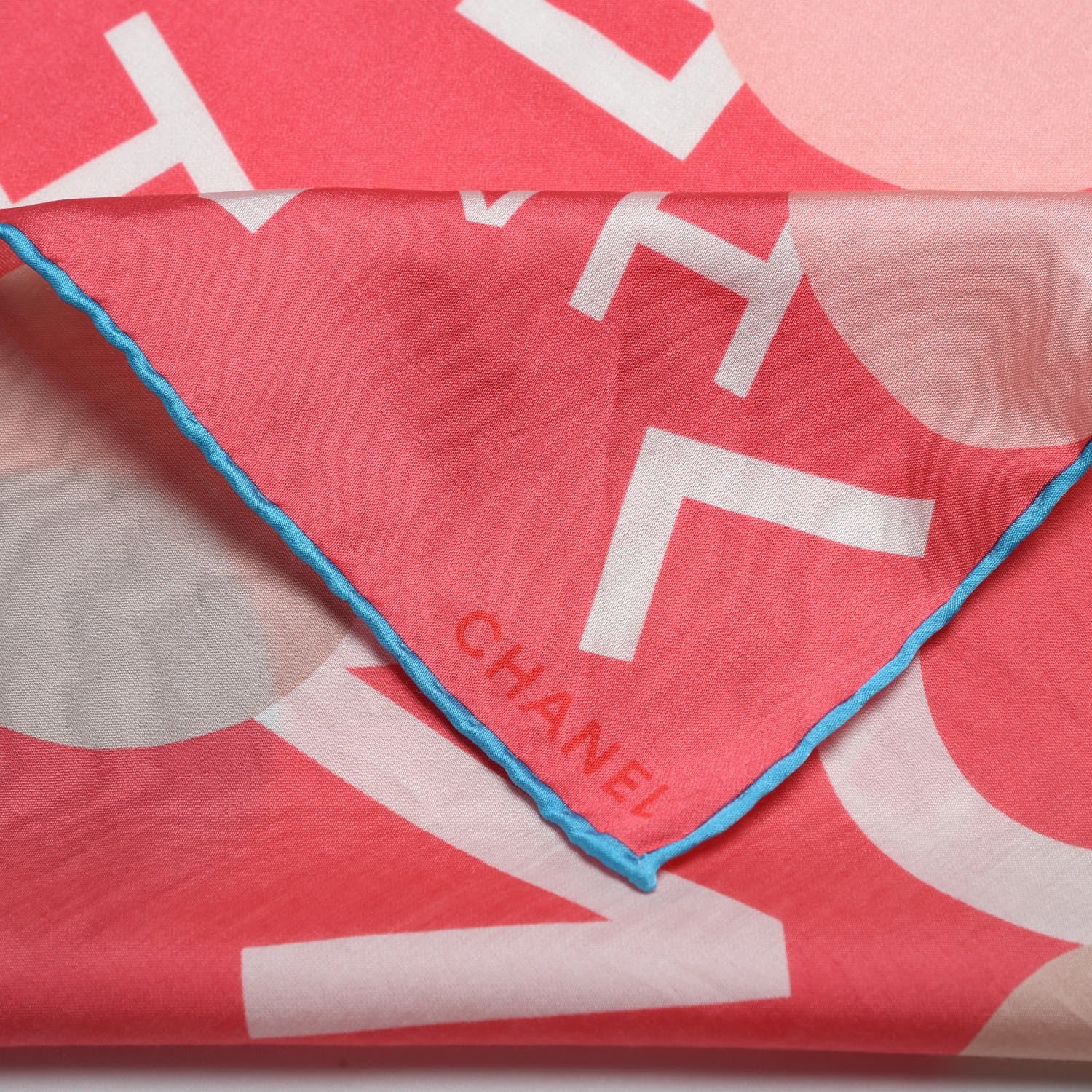 Chanel Silk Cotton Logo Square Scarf Pink 3 of 5
