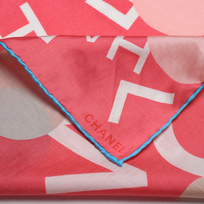 Chanel Silk Cotton Logo Square Scarf Pink 3 of 5