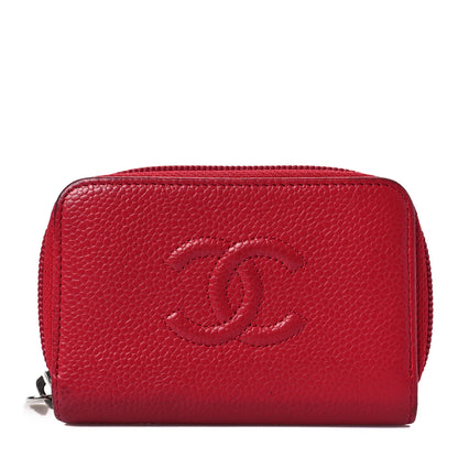 Chanel Caviar Timeless CC Zip Around Coin Purse Red 1 of 10