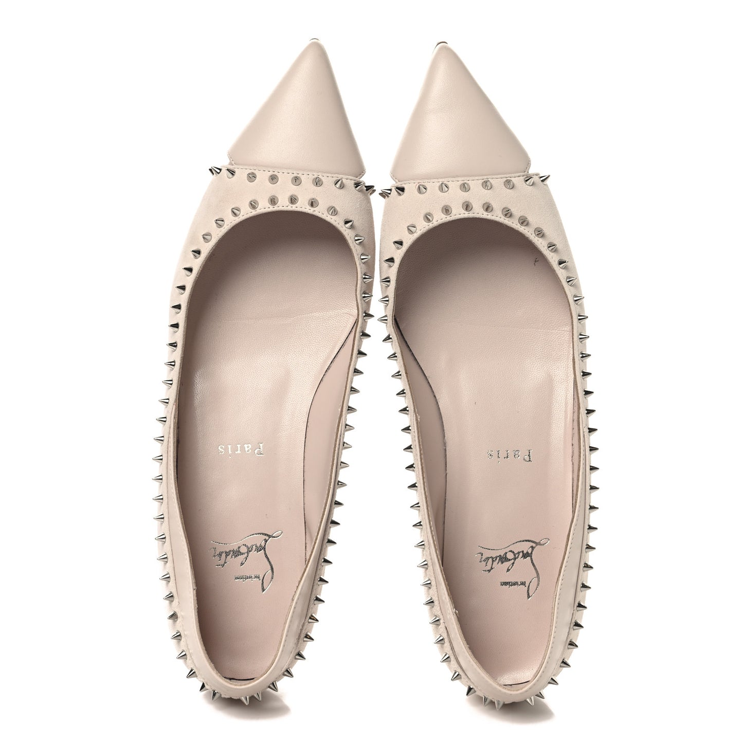 Nappa Suede Spikes Duvettina Ballerina Flats 40 Leche