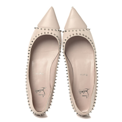 Christian Louboutin Nappa Suede Spikes Duvettina Ballerina Flats 40 Leche 2 of 8