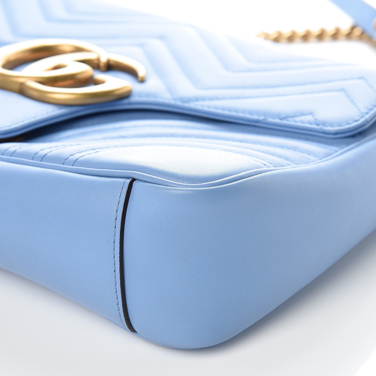 Gucci Calfskin Matelasse Medium GG Marmont Shoulder Bag Clear Sky Blue 9 of 9
