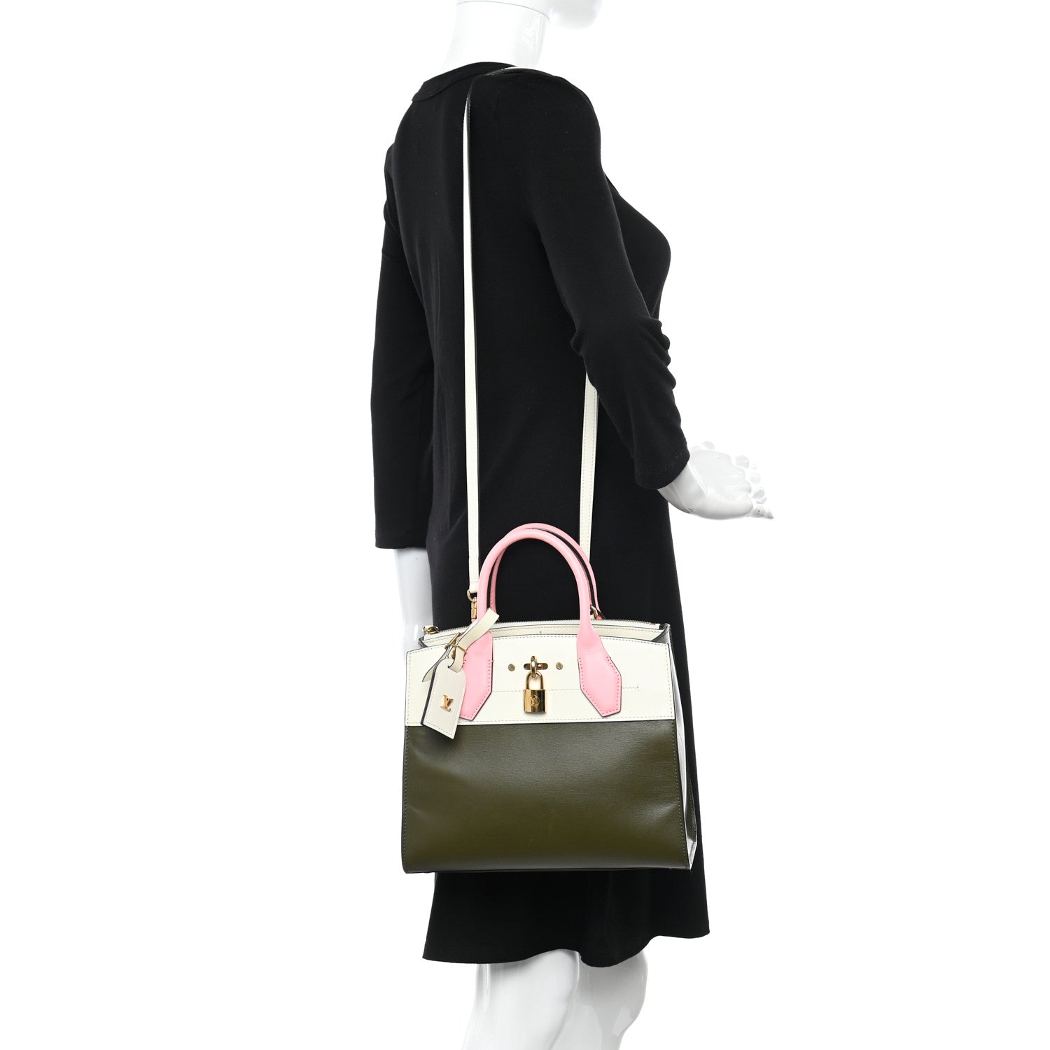 Louis Vuitton Calfskin City Steamer PM Kaki White Magnolia 2 of 11