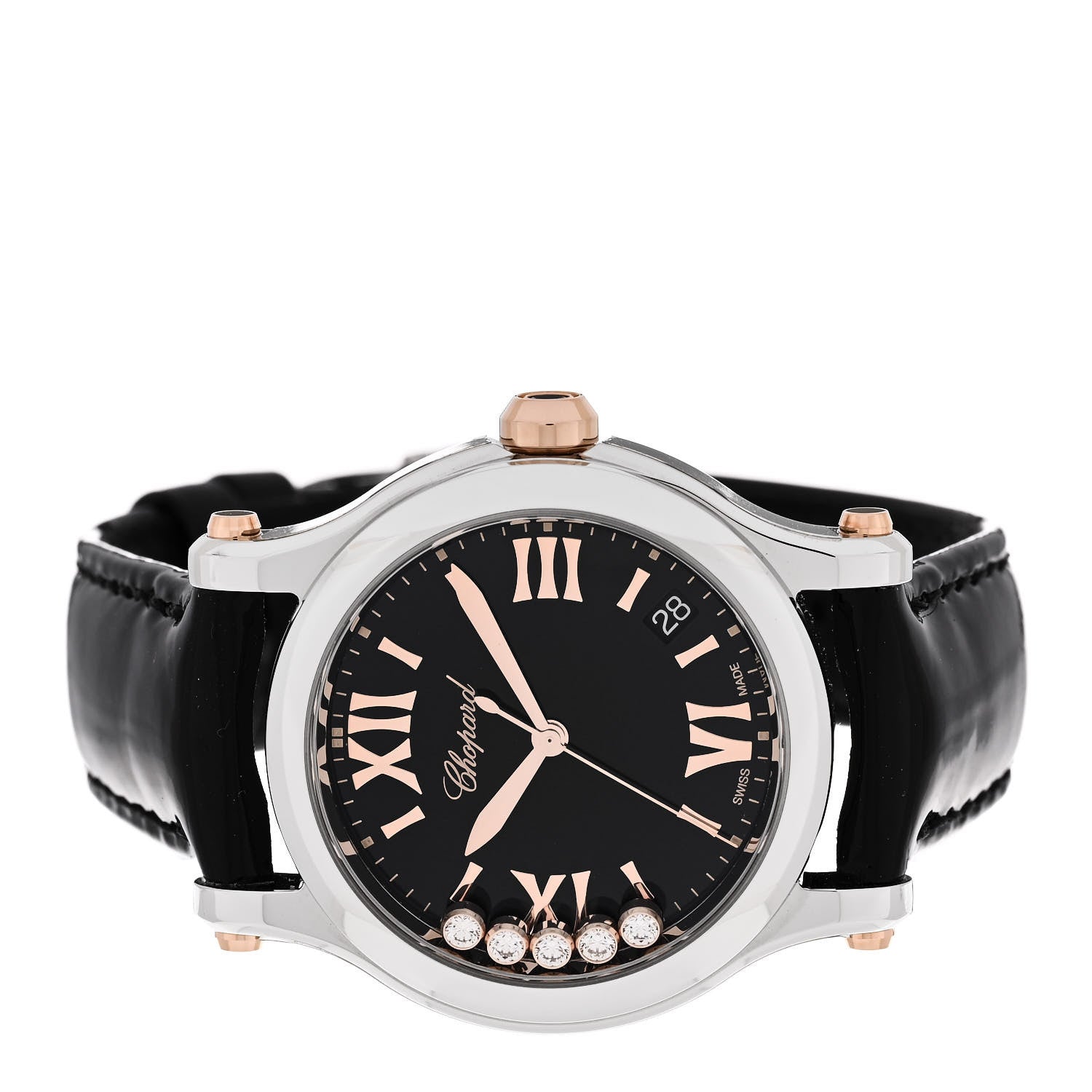 Chopard Stainless Steel Alligator 5 Diamond 36mm Happy Sport Quartz Watch Black 2 of 5
