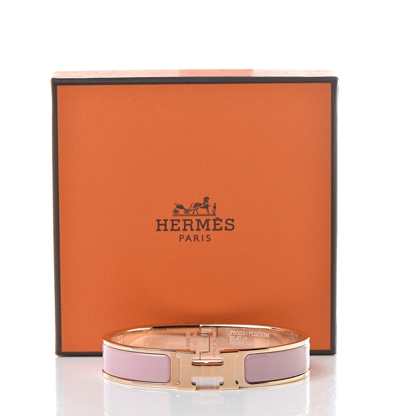 Enamel Narrow Clic Clac H Bracelet GM Rose Nacarat